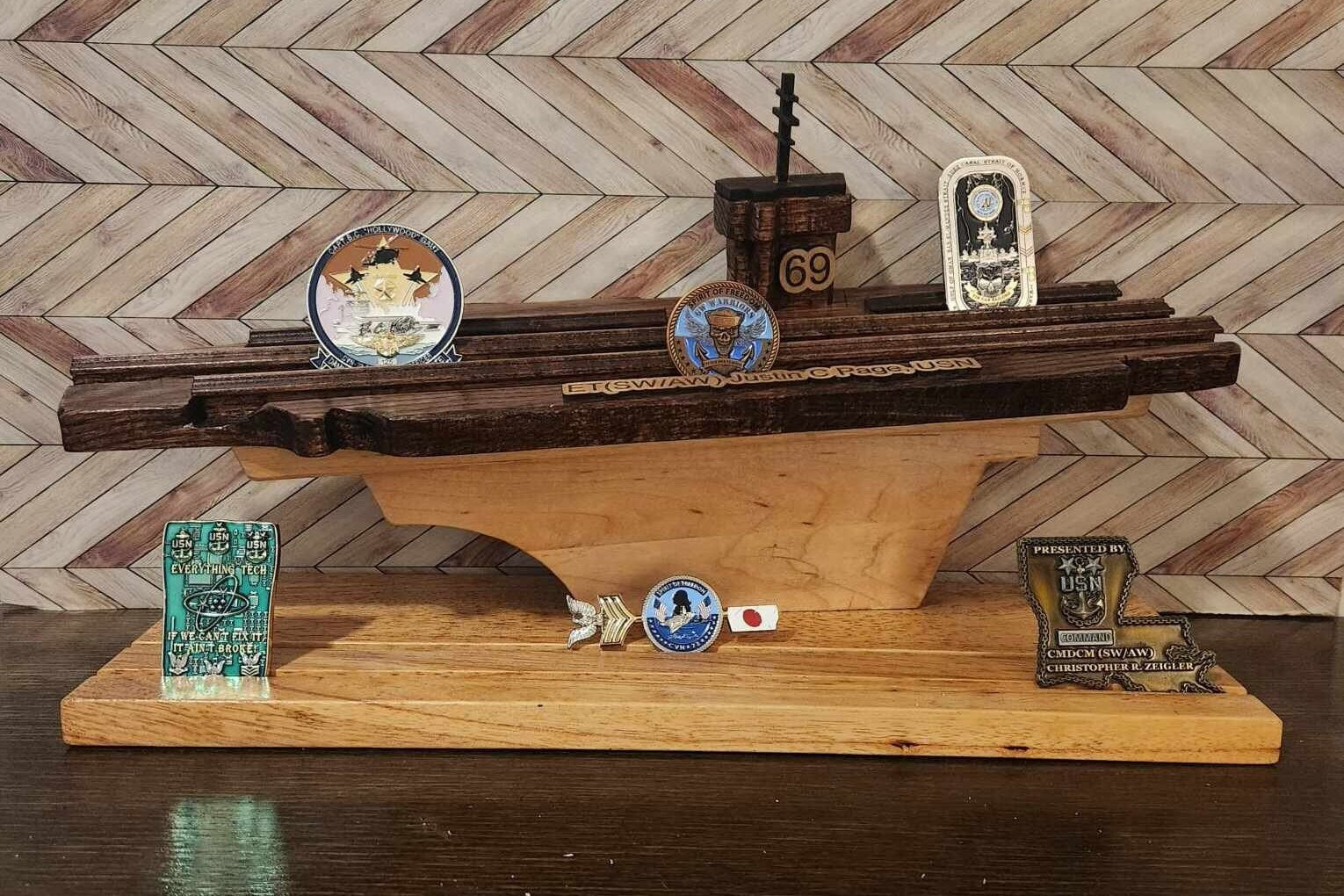 Aircraft Carrier Challenge Coin Display